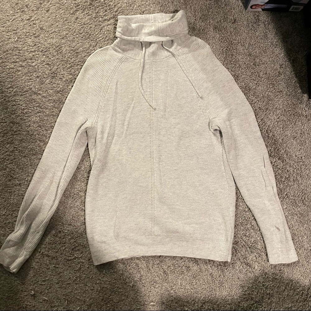Express Waffle Knit Funnel Neck Long Sleeve Sweatshirt